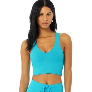 alo yoga real bra tank in bright aqua